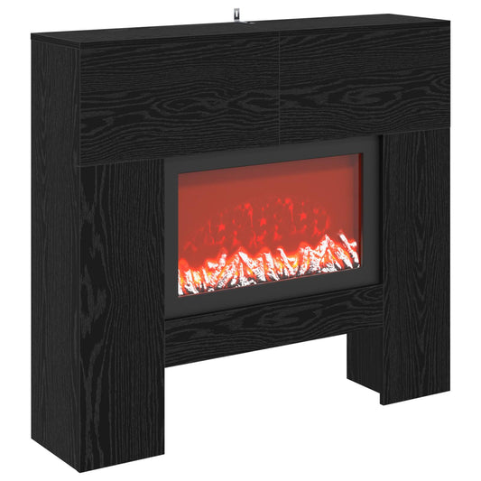 vidaXL Electric Fireplace Black Oak 100 x 24.5 x 90 cm Engineered wood