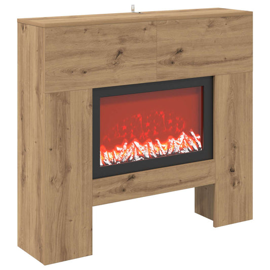 vidaXL Electric Fireplace Artisan Oak 100 x 24.5 x 90 cm