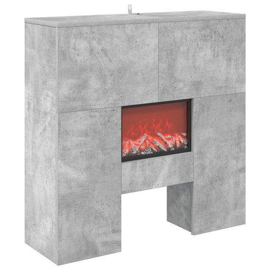 vidaXL Electric Fireplace Concrete 75 x 24.5 x 75 cm Engineered wood