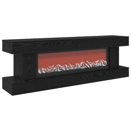 vidaXL Electric Fireplace Black Oak 150 x 30 x 50 cm Engineered wood