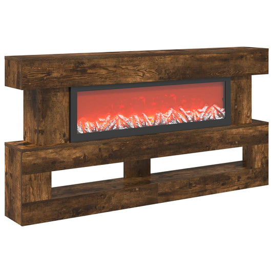 vidaXL Electric Fireplace Smoked Oak 150 x 21 x 77 cm Engineered wood