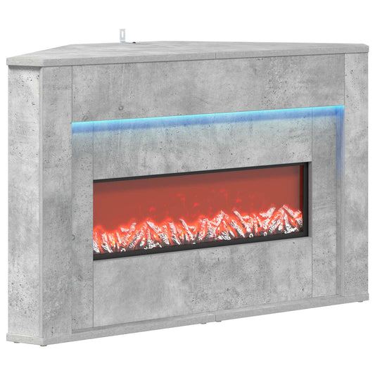 vidaXL Fireplace with LED Strip Concrete 95 x 42.5 x 60 cm