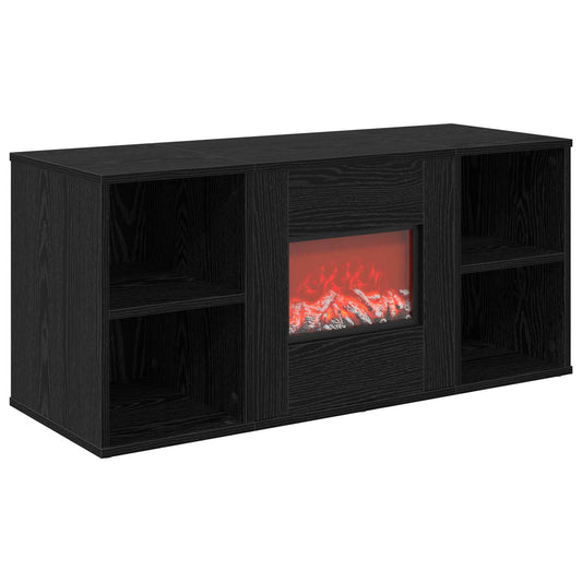 vidaXL Electric Fireplace Black Oak 100 x 37 x 45.5 cm Engineered wood