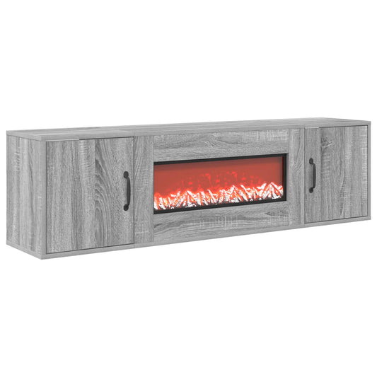 vidaXL Electric Fireplace Grey Sonoma 140.5 x 30 x 39 cm