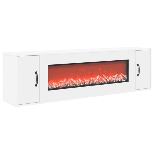 vidaXL Electric Fireplace White 155 x 30 x 44 cm Engineered wood