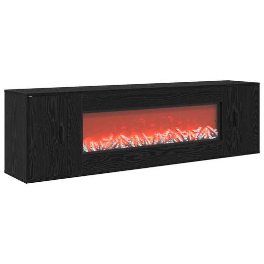 vidaXL Electric Fireplace Black Oak 155 x 30 x 44 cm Engineered wood
