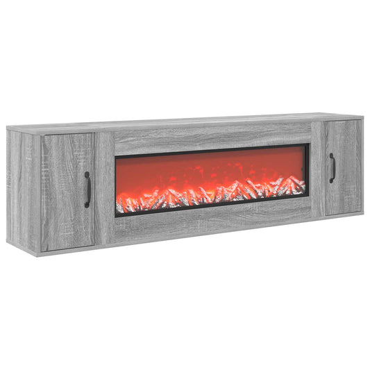 vidaXL Electric Fireplace Grey Sonoma 155 x 30 x 44 cm Engineered wood