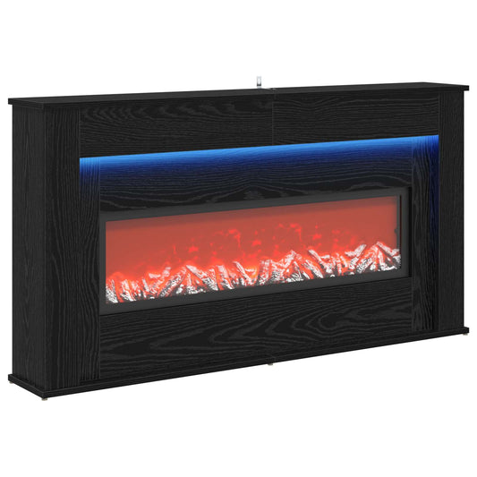 vidaXL Fireplace with LED Strip Black Oak 130 x 20 x 69.5 cm