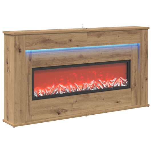 vidaXL Fireplace with LED Strip Artisan Oak 130 x 20 x 69.5 cm