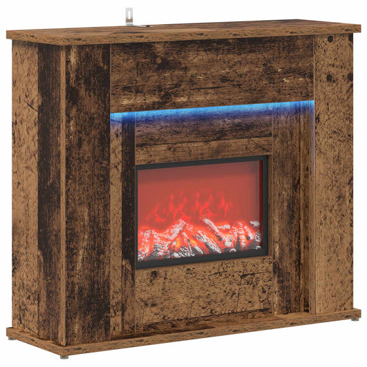 vidaXL Fireplace with LED Strip Old Wood 63 x 20 x 54.5 cm