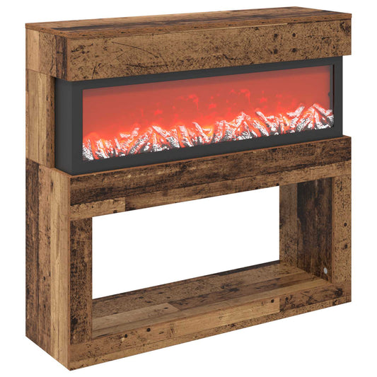 vidaXL Electric Fireplace Old Wood 102 x 30 x 94 cm Engineered wood