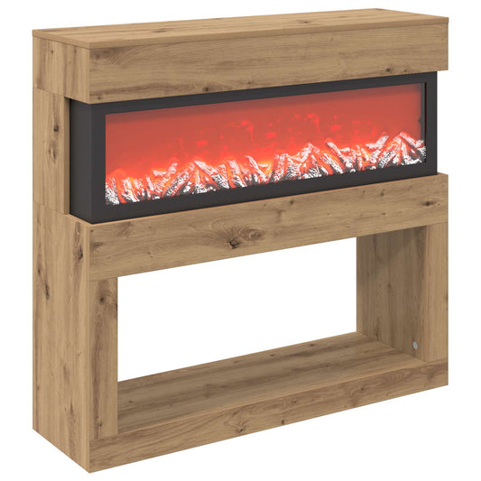 vidaXL Electric Fireplace Artisan Oak 102 x 30 x 94 cm Engineered wood