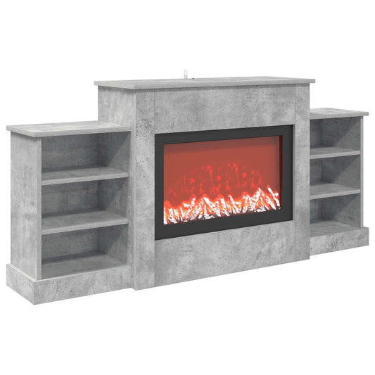 vidaXL Electric Fireplace Concrete 140 x 30 x 67 cm Engineered wood