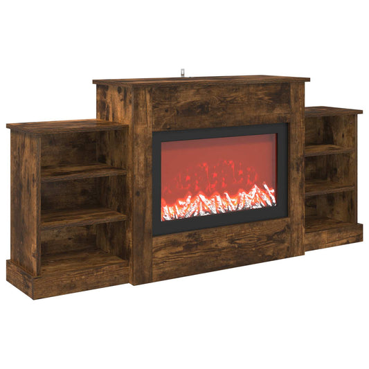 vidaXL Electric Fireplace Smoked Oak 140 x 30 x 67 cm Engineered wood