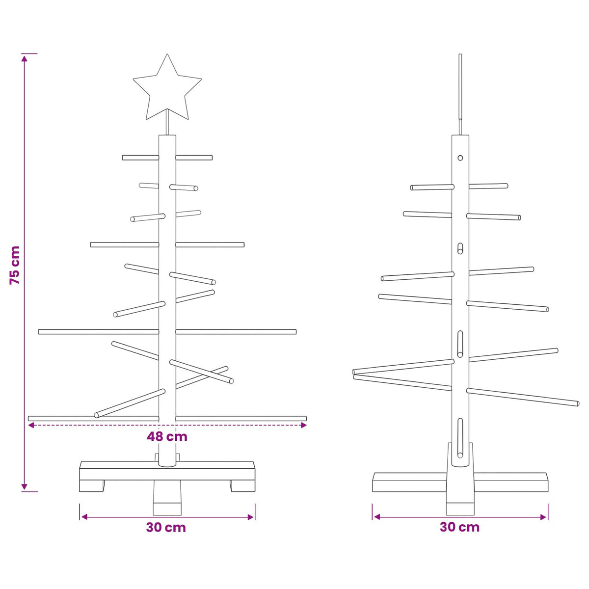 vidaXL Wooden Christmas Tree 75 cm Bamboo and Solid Pine Wood