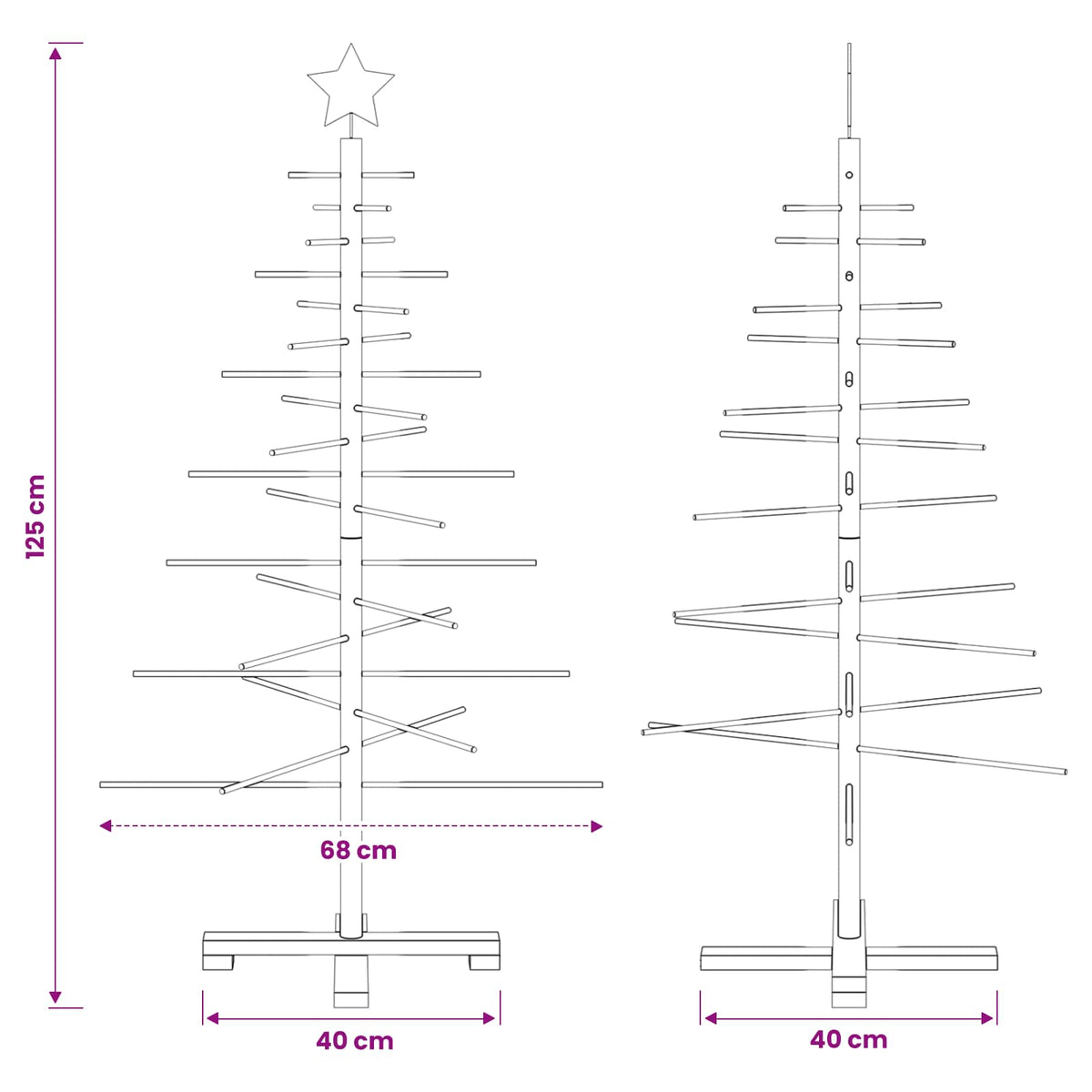 vidaXL Wooden Christmas Tree 125 cm Bamboo and Solid Pine Wood