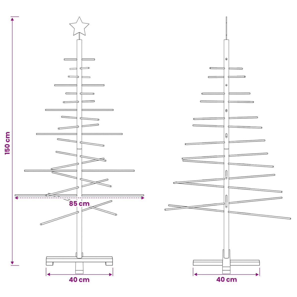 vidaXL Wooden Christmas Tree 150 cm Bamboo and Solid Pine Wood