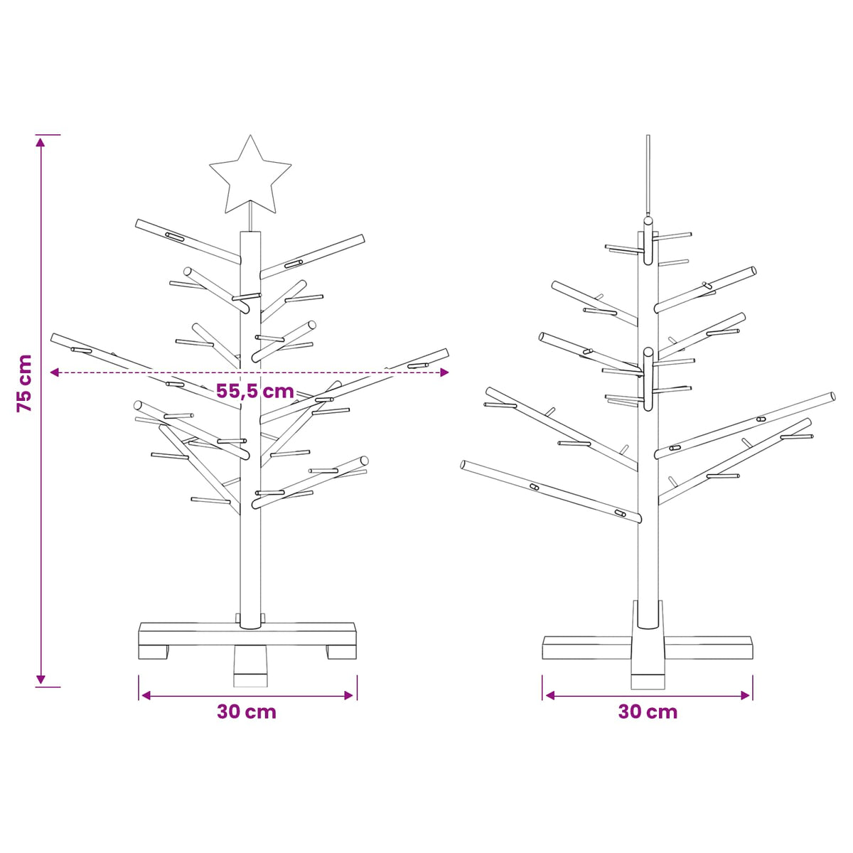 vidaXL Wooden Christmas Tree 75 cm Bamboo and Solid Pine Wood