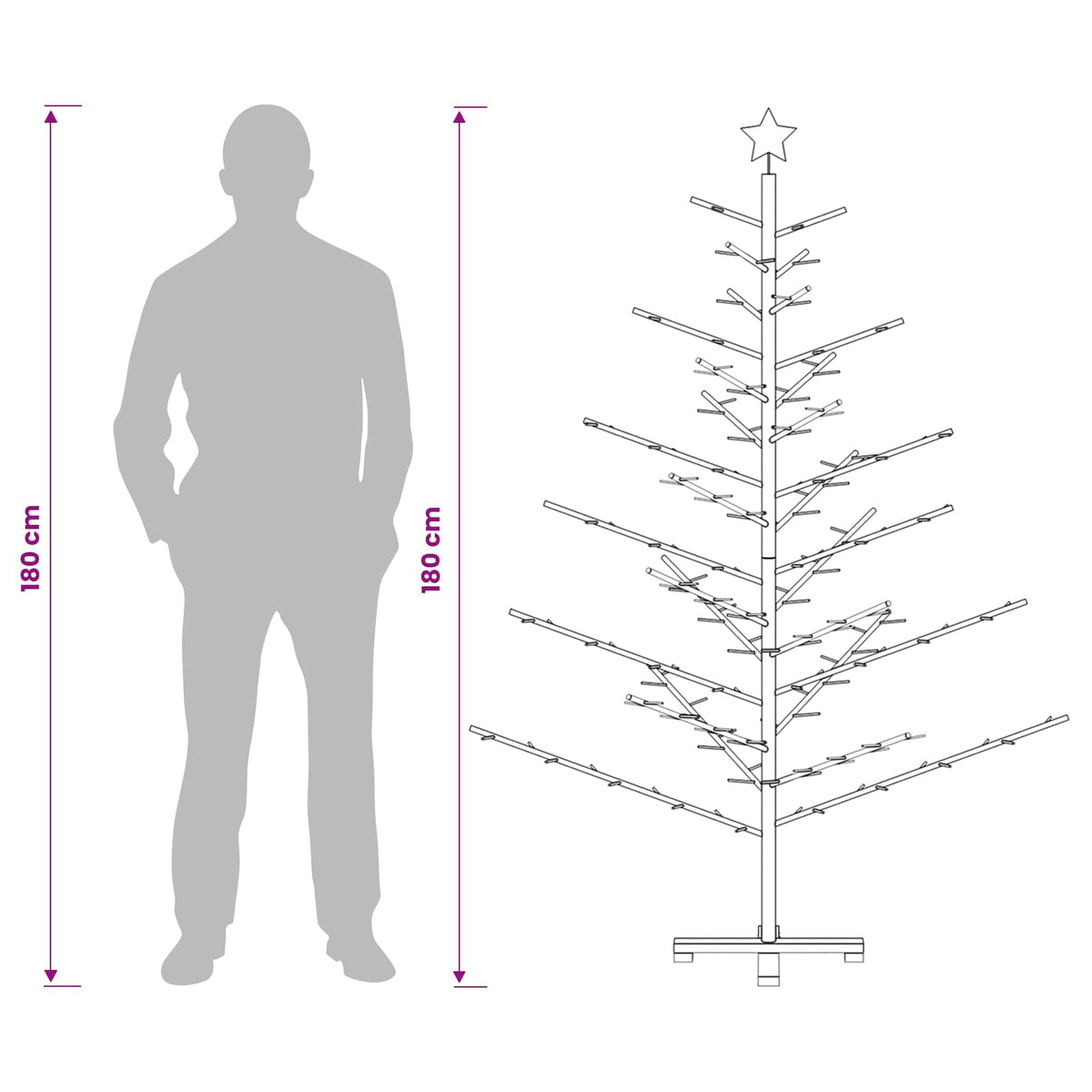 vidaXL Wooden Christmas Tree 180 cm Bamboo and Solid Pine Wood