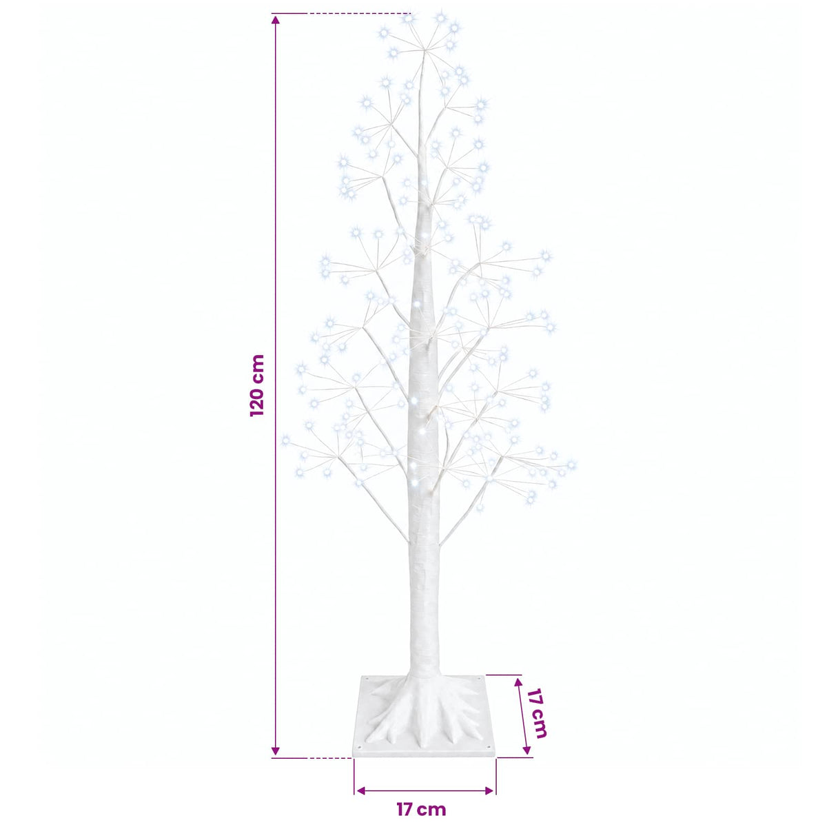 vidaXL Starburst Christmas Tree White 17 x 17 x 120 cm Plastic