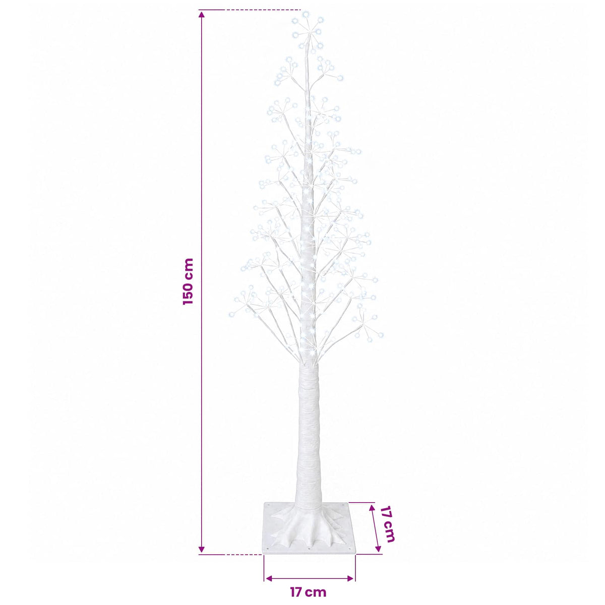 vidaXL Starburst Christmas Tree White 17 x 17 x 150 cm Plastic