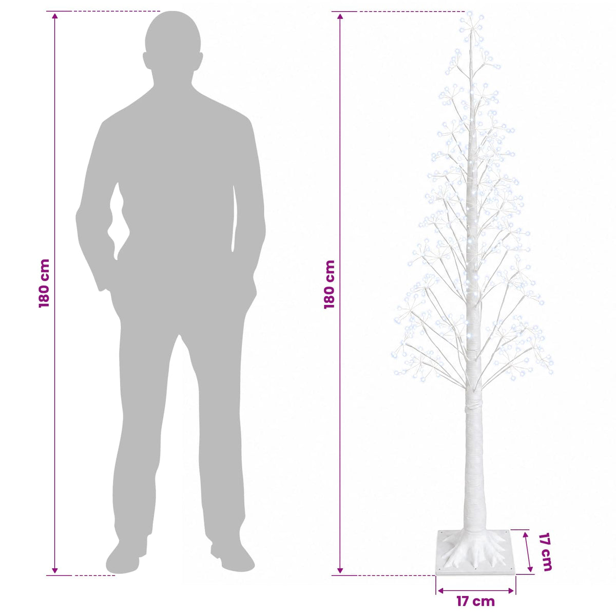 vidaXL Starburst Christmas Tree White 17 x 17 x 180 cm Plastic
