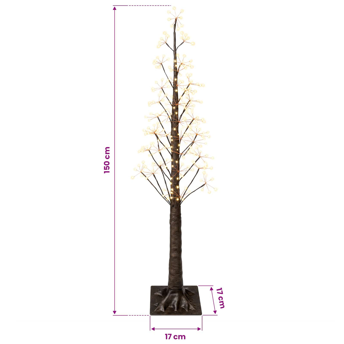 vidaXL Starburst Christmas Tree Brown 150 cm Plastic 304 LEDs