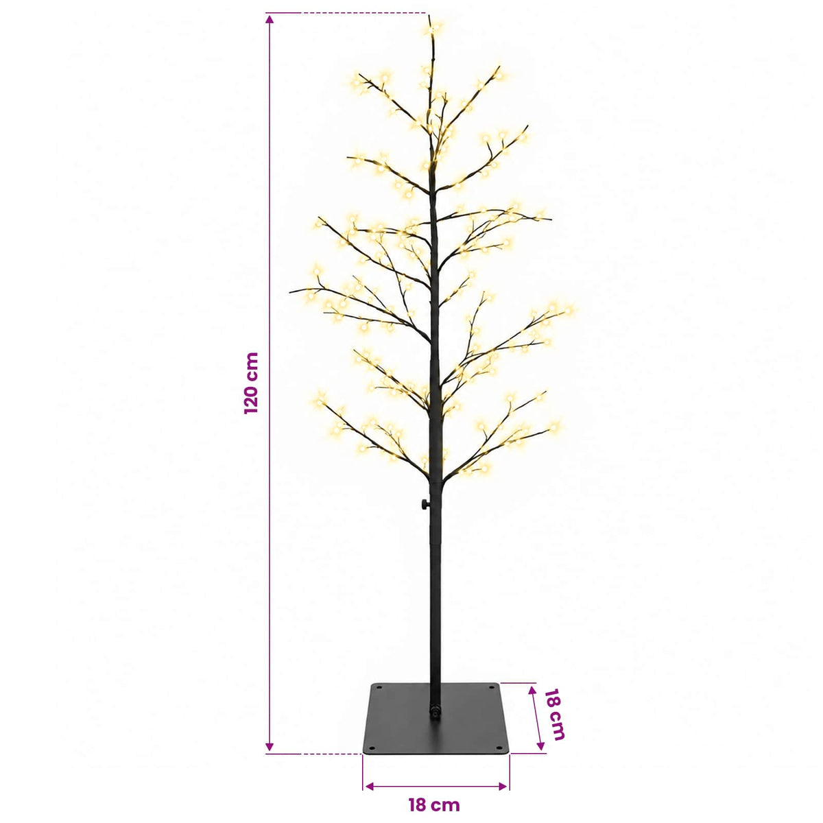 vidaXL Micro Birch Christmas Tree Black 18 x 18 x 120 cm Steel