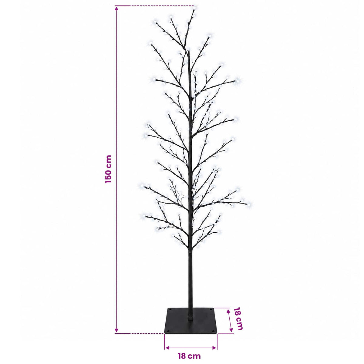 vidaXL Micro Birch Christmas Tree Black 18 x 18 x 150 cm Steel