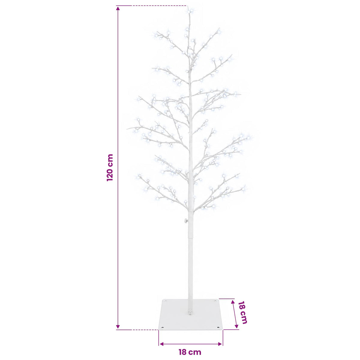 vidaXL Micro Birch Christmas Tree White 120 cm Steel 279 LEDs
