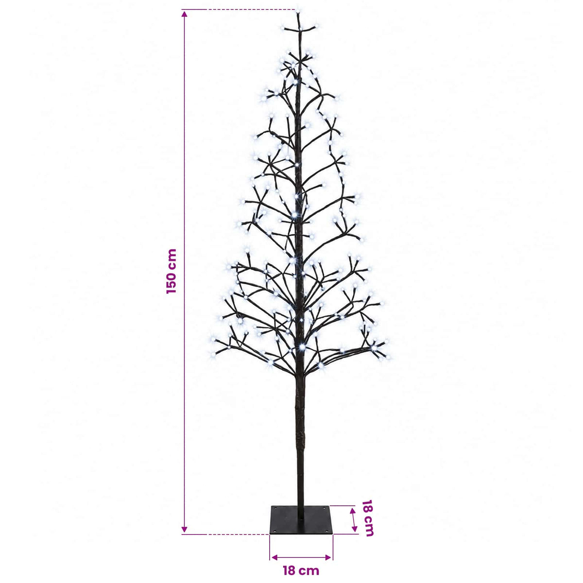 vidaXL LED String Christmas Tree Black 18 x 18 x 150 cm Steel 164 LEDs