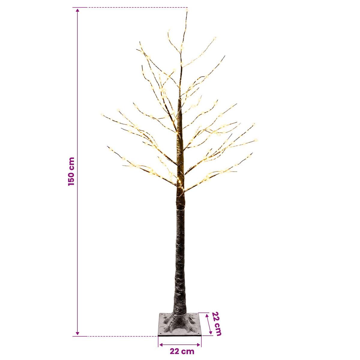 vidaXL Snow-Covered LED Christmas Tree Brown 22 x 22 x 150 cm Plastic