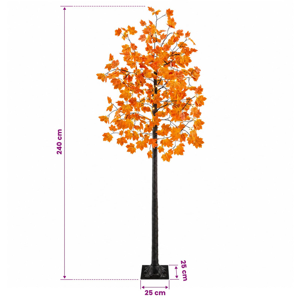vidaXL LED Maple Christmas Tree Brown 240 cm Plastic 192 LEDs