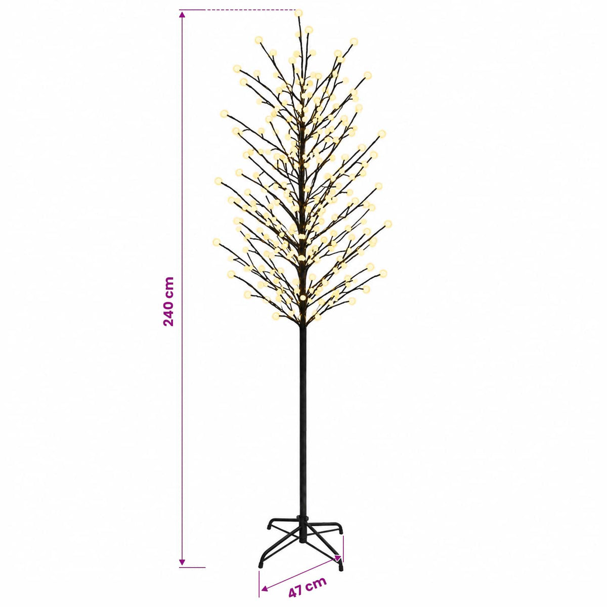 vidaXL LED Ball Christmas Tree Black 240 cm Steel 280 LEDs