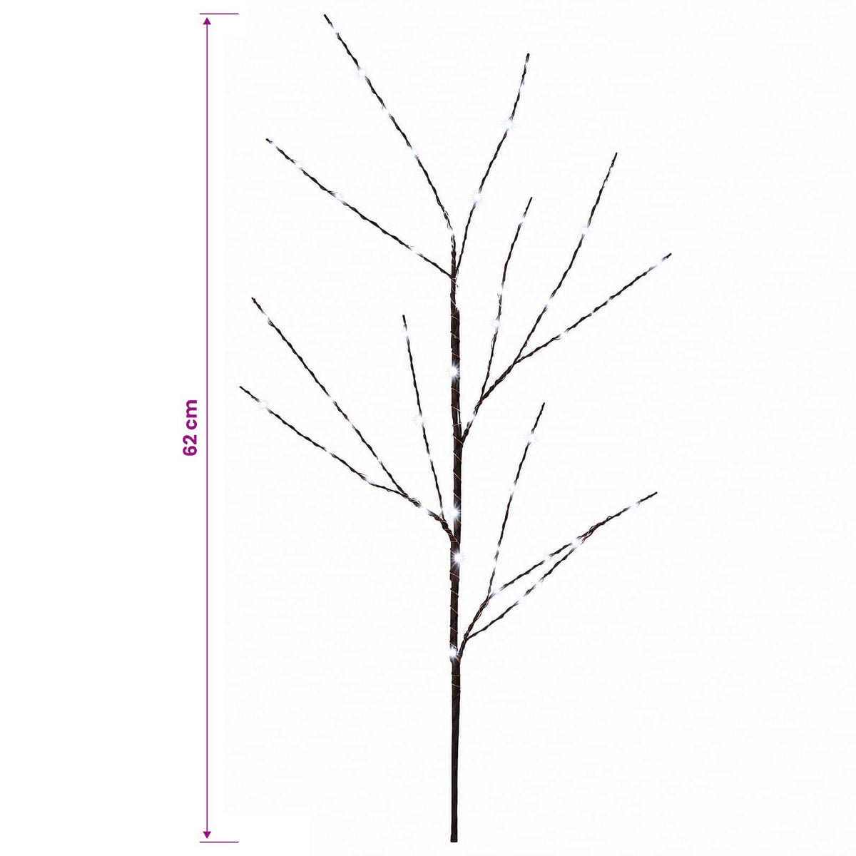 vidaXL LED Copper Branch Christmas Decoration 3 pcs Brown 62 cm Steel