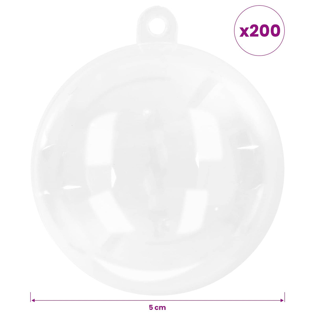 vidaXL Christmas Ball Set 200 pcs Transparent Dia. 5 cm Plastic