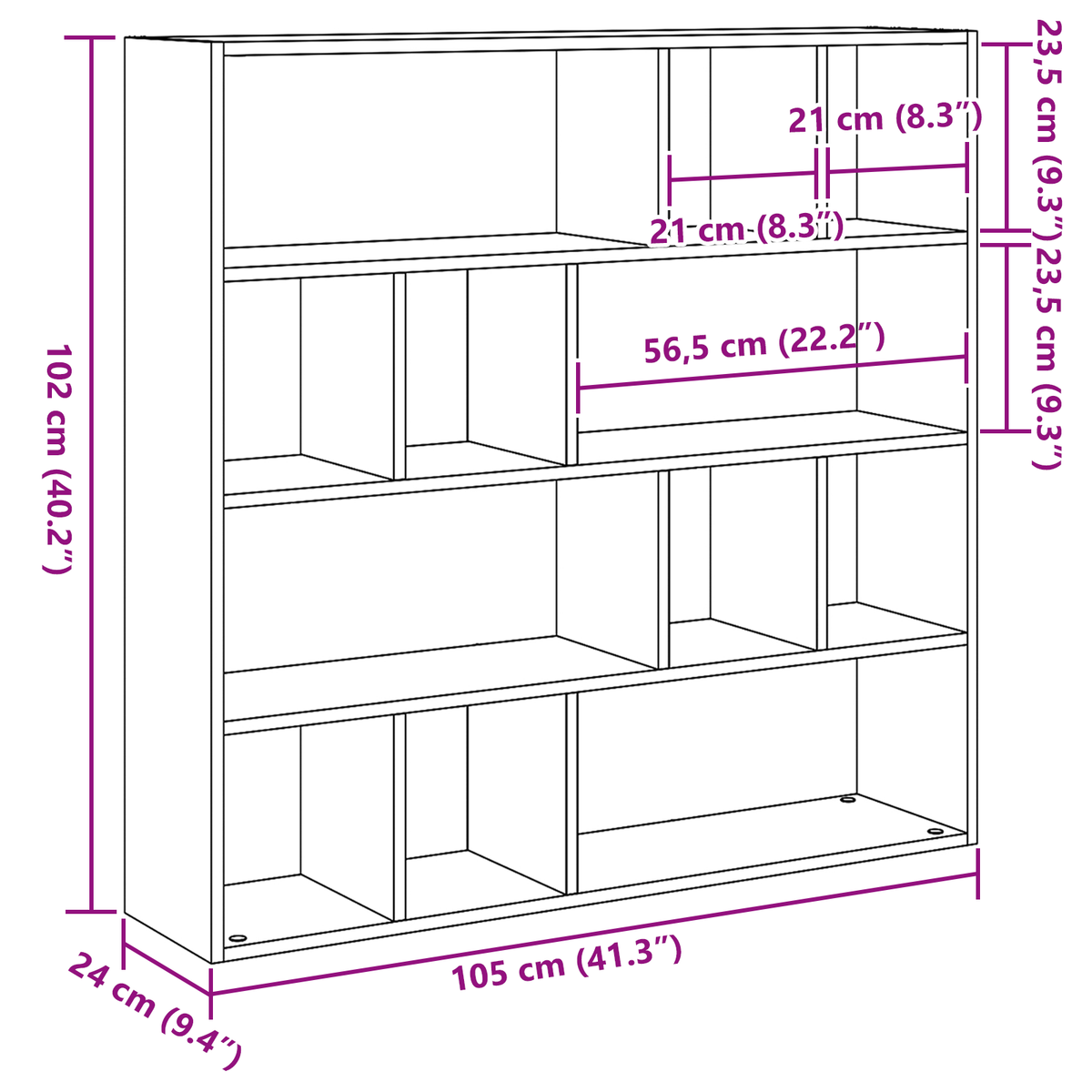 vidaXL Book Cabinet/Room Divider Black Oak 105x24x102 cm