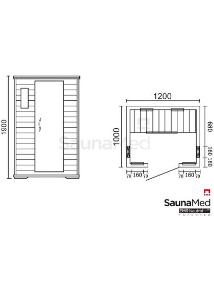 SaunaMed 2 Person Classic Hemlock FAR Infrared Domestic Indoor Sauna 13A Plug & Play