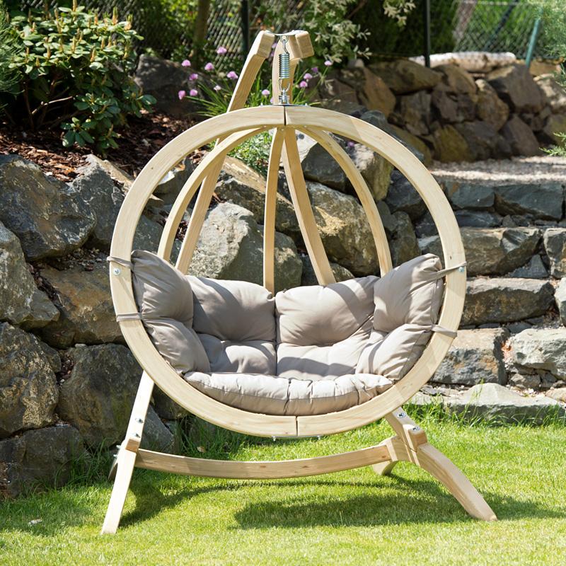 Globo Single Taupe Hanging Chair - (Weatherproof) - Amazonas Online UK
