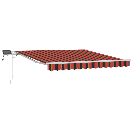 vidaXL Manual Retractable Awning with LED Orange and Brown 300x250 cm