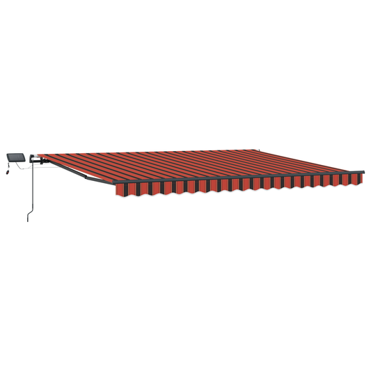 vidaXL Manual Retractable Awning with LED Orange and Brown 400x300 cm