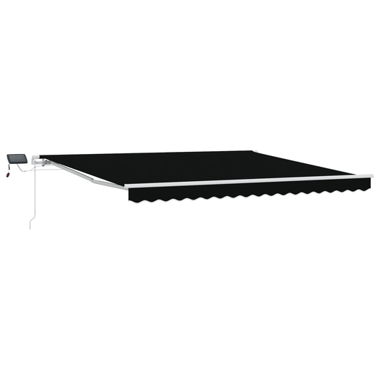 vidaXL Manual Retractable Awning with LED Black 400x300 cm