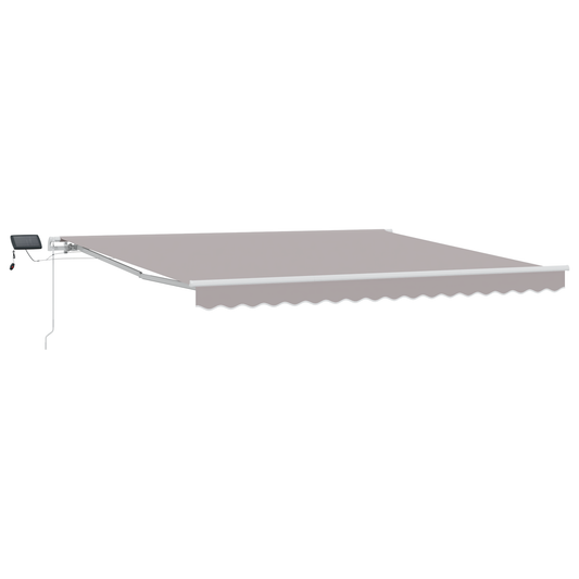 vidaXL Manual Retractable Awning with LED Light Grey 400x300 cm