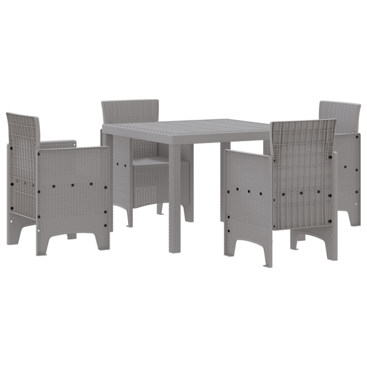 vidaXL 5 Piece Garden Dining Set Light Grey Poly Rattan