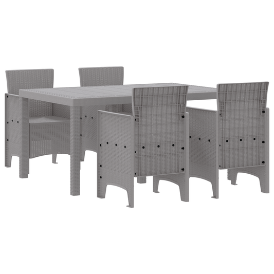 vidaXL 5 Piece Garden Dining Set Light Grey Poly Rattan