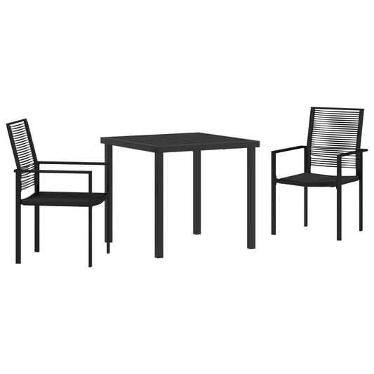vidaXL 3 Piece Garden Dining Set Black PVC Rattan