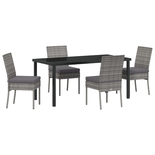 vidaXL 5 Piece Garden Dining Set Grey Poly Rattan