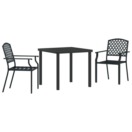 vidaXL 3 Piece Garden Dining Set Anthracite Steel