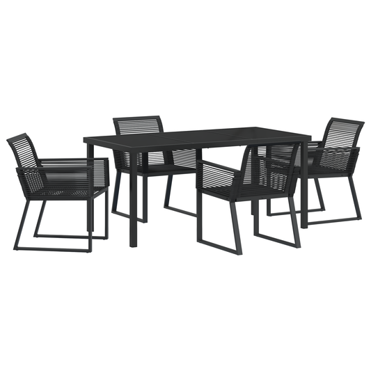 vidaXL 5 Piece Garden Dining Set Black Poly Rattan
