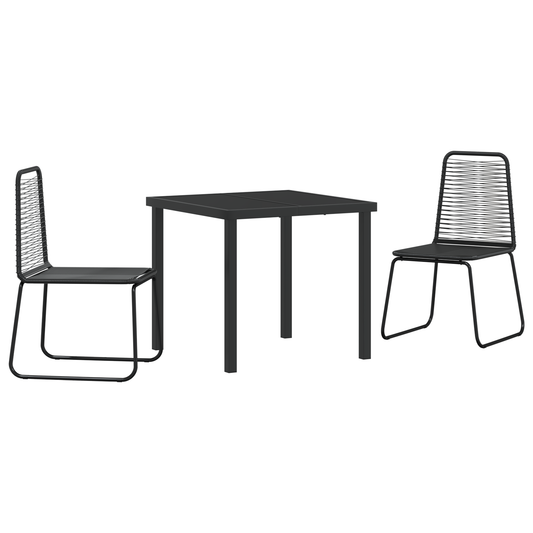 vidaXL 3 Piece Garden Dining Set Black Poly Rattan
